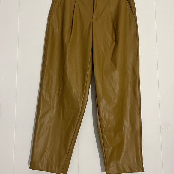 A New Day Brown Pleather Trousers Pants Faux Leather New Tags Size 6 - Picture 8 of 16